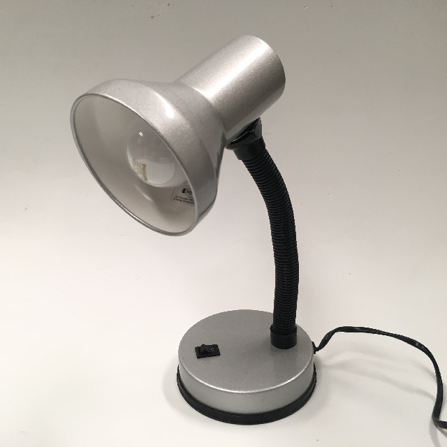 LAMP, Desk or Bedside Light - Small Silver Contemp